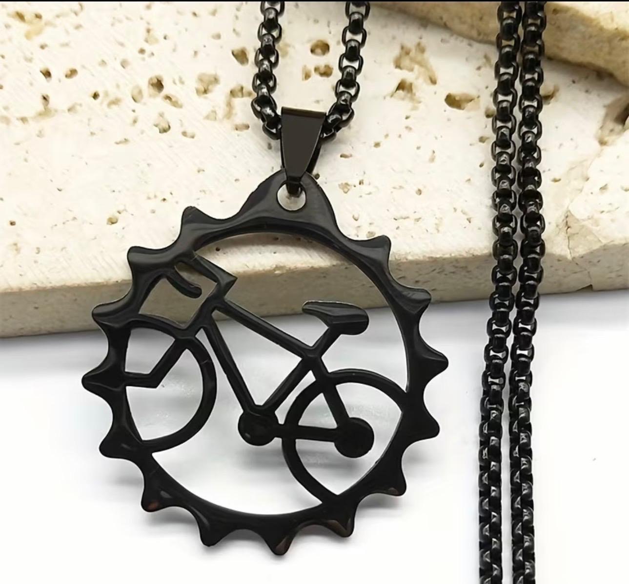Bicycle cog pendant necklace