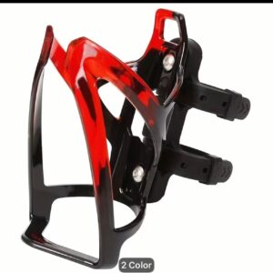 Bicycle Water Bottle Cage with Adjustable Strap Mount (Black/Red)