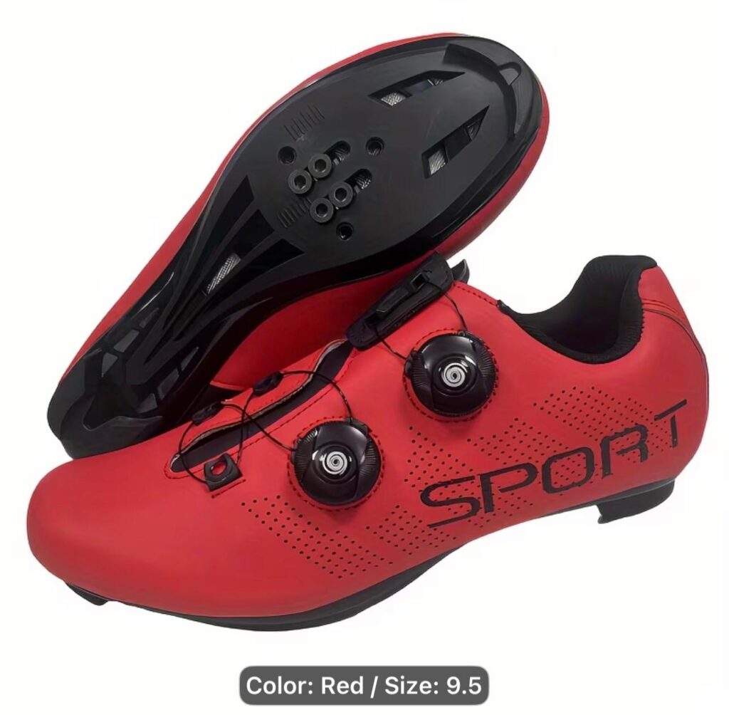 Red 'SPORT' Dual-Dial Cycling Shoes