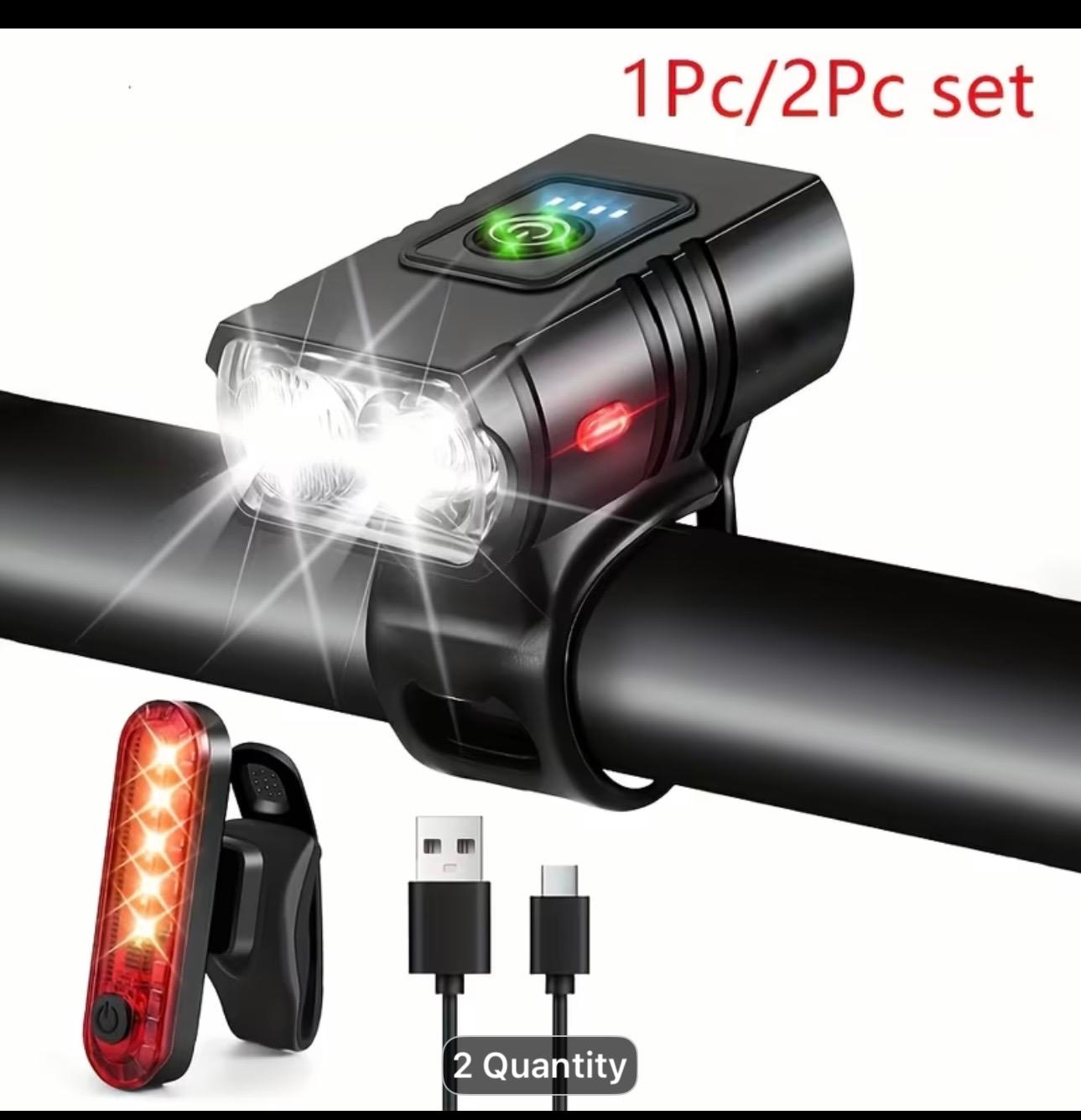 USB rechargeable bike light set